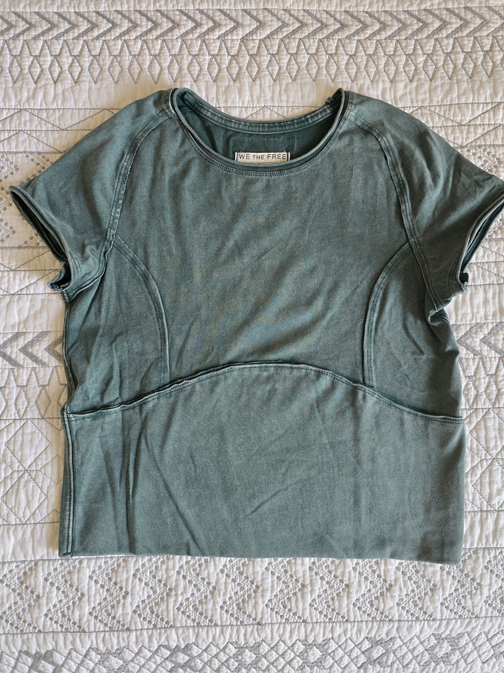 Free People We The Free Protagonist Cropped Cap Sleeve Tee Green Size Large